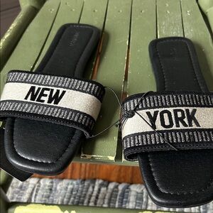 Forever 21 Black and Cream Slides
